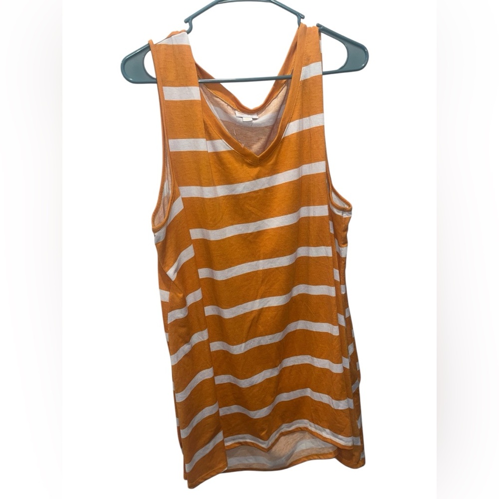 LulaRoe Orange White Stripe Tank Top Plus Size 3XL